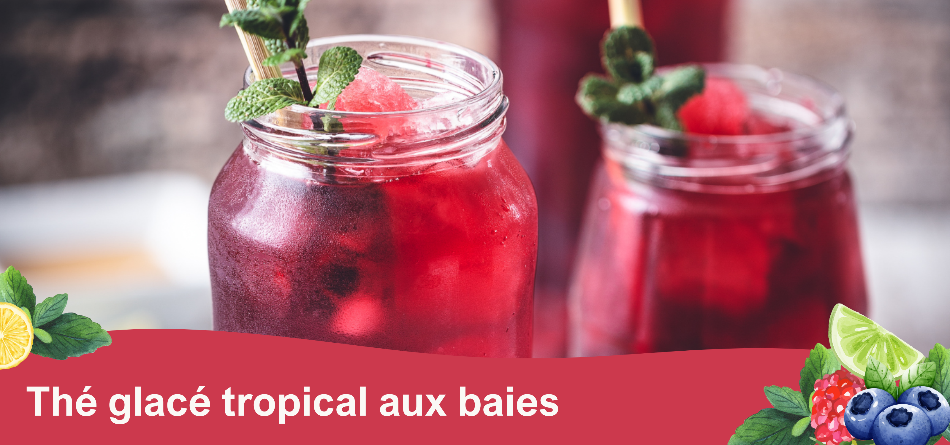 Thé glacé tropical aux baies et au citron vert
