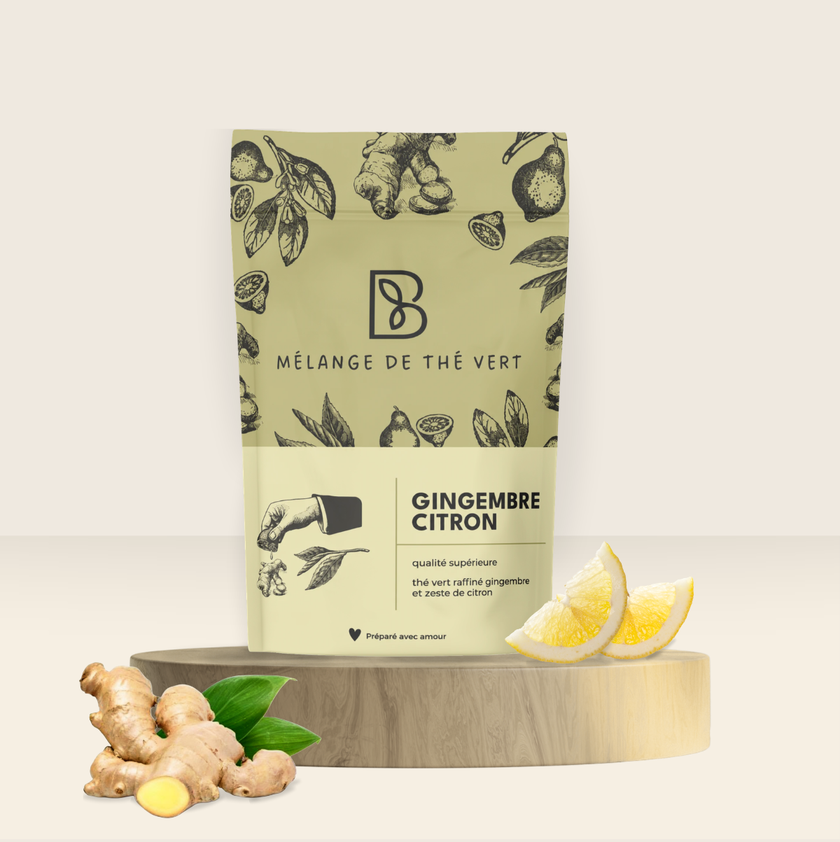 Thé vert au gingembre et citron