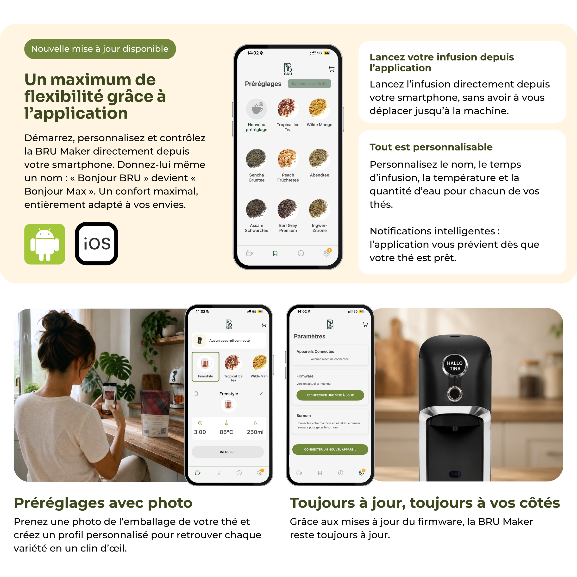 Nouvelle mise à jour disponible : une flexibilité maximale grâce au contrôle via l'application