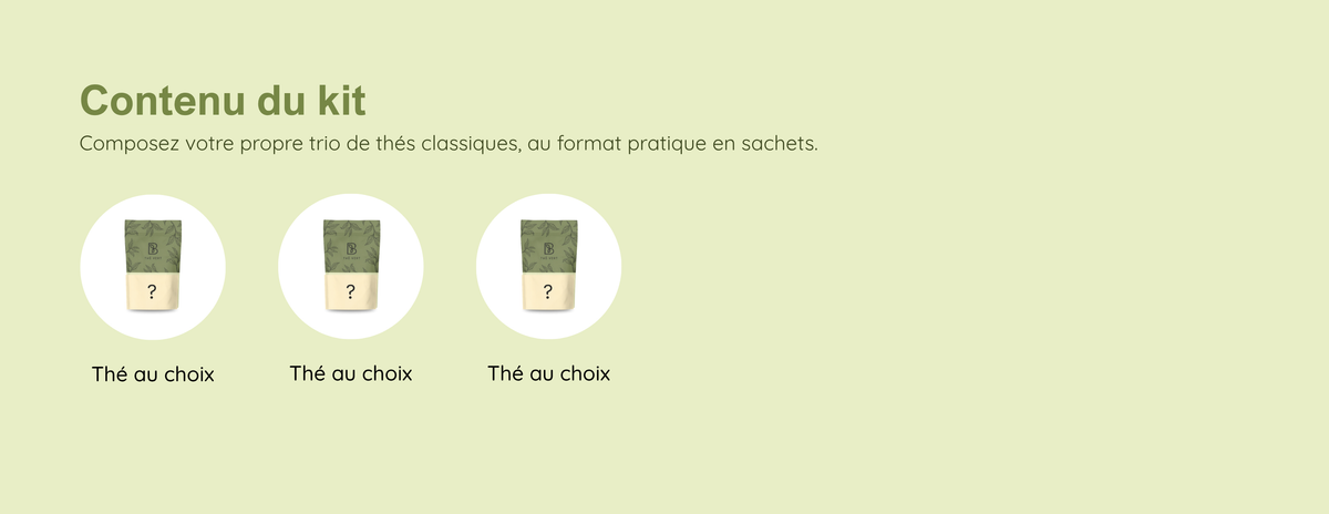 Contenu du kit : 3 thés classiques au choix
